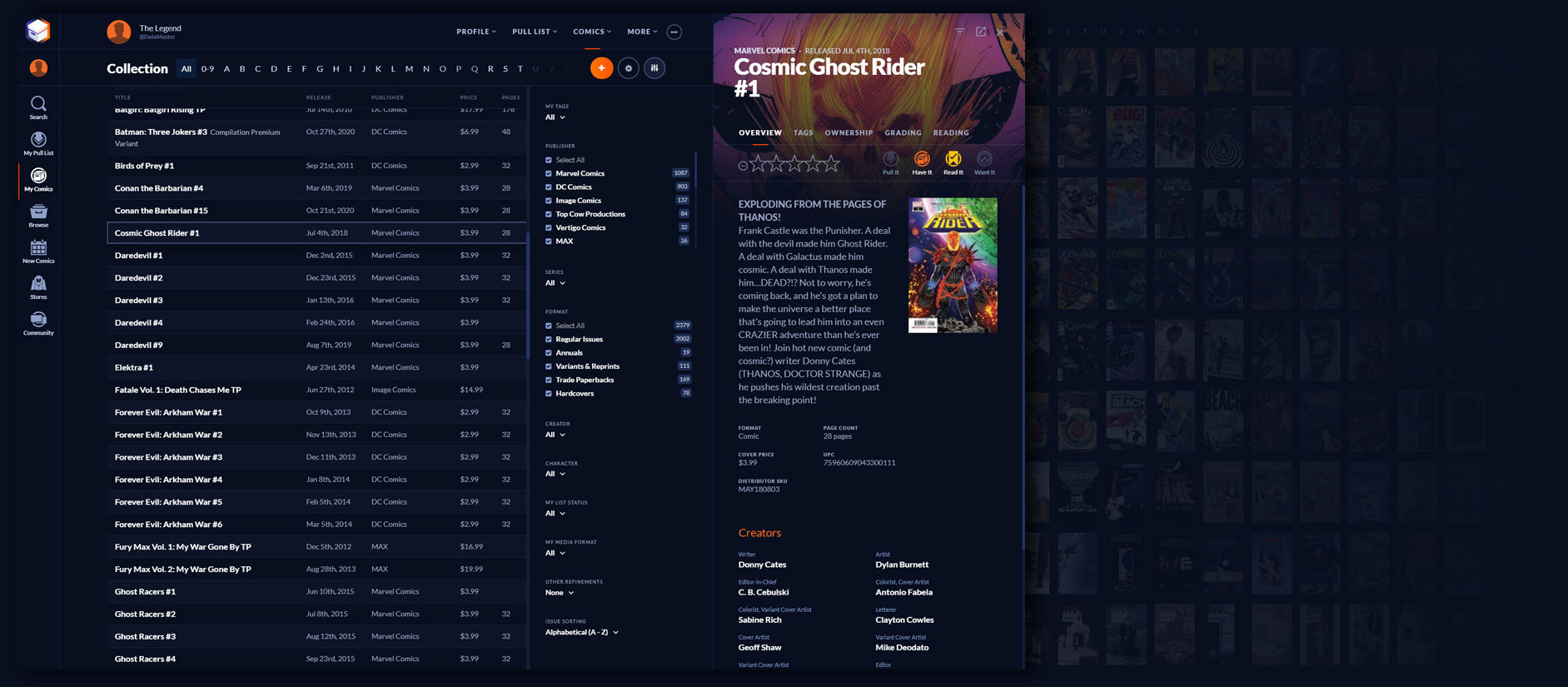 Advanced League of Comic Geeks software