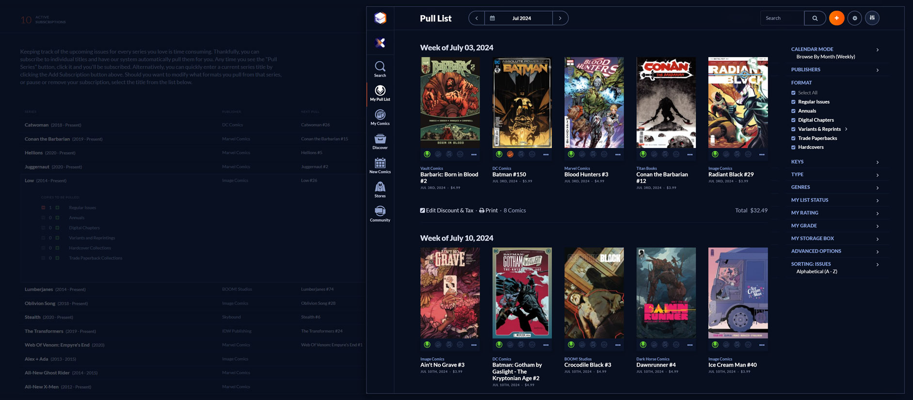 pull list and subscription tracker